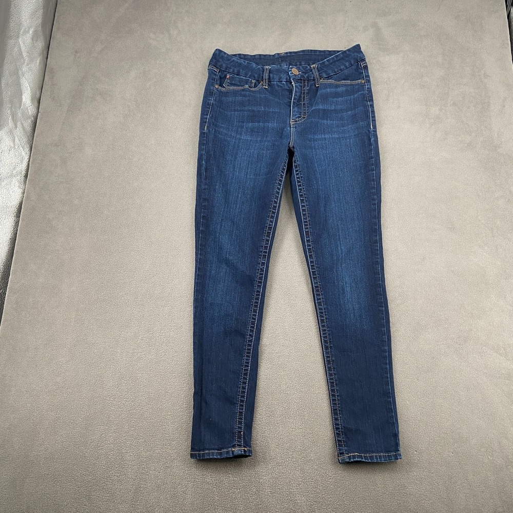 Seven7 Jeans Womens 12 Blue Denim Medium Wash Cotton Stretch Mid Rise Whiskering